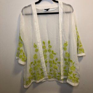 Topshop Sheer Floral Embroidered Coverup Green